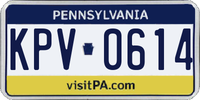 PA license plate KPV0614