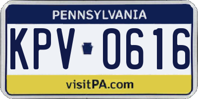 PA license plate KPV0616