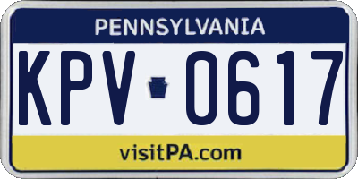 PA license plate KPV0617