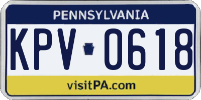 PA license plate KPV0618