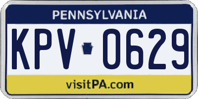 PA license plate KPV0629