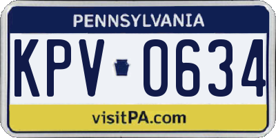PA license plate KPV0634