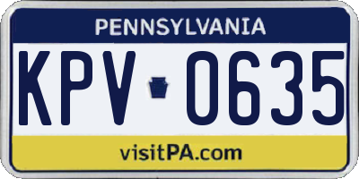 PA license plate KPV0635