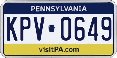 PA license plate KPV0649