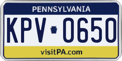 PA license plate KPV0650