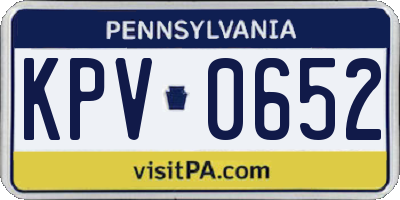 PA license plate KPV0652