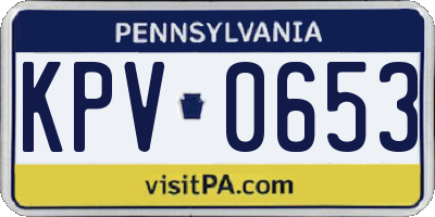 PA license plate KPV0653