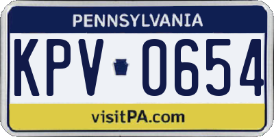 PA license plate KPV0654