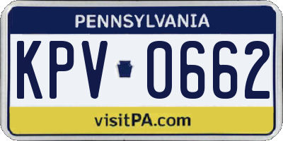 PA license plate KPV0662