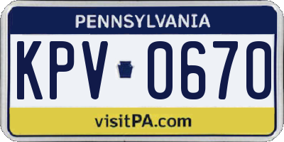 PA license plate KPV0670