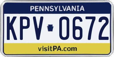 PA license plate KPV0672