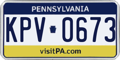 PA license plate KPV0673