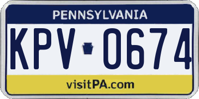PA license plate KPV0674