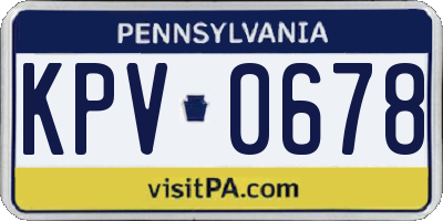 PA license plate KPV0678