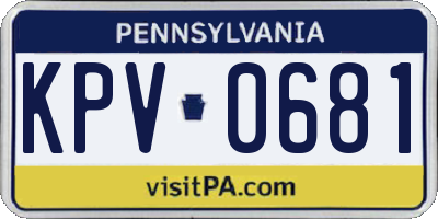 PA license plate KPV0681