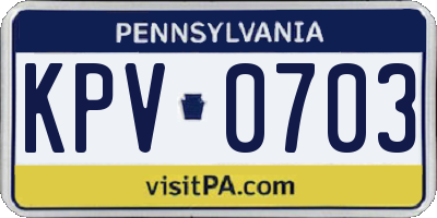 PA license plate KPV0703