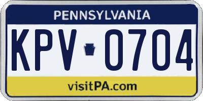 PA license plate KPV0704