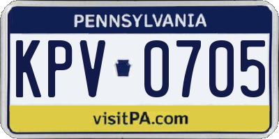 PA license plate KPV0705