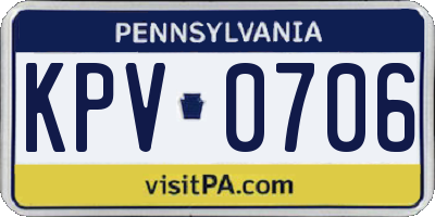 PA license plate KPV0706