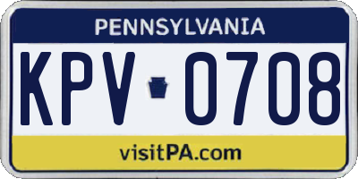 PA license plate KPV0708