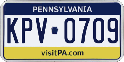 PA license plate KPV0709
