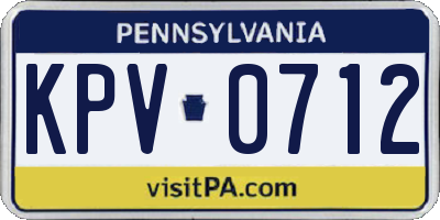 PA license plate KPV0712