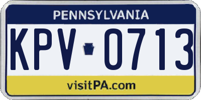 PA license plate KPV0713