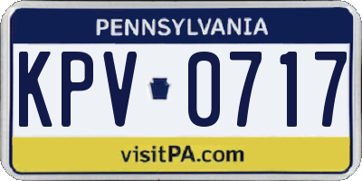 PA license plate KPV0717