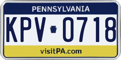 PA license plate KPV0718
