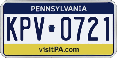 PA license plate KPV0721