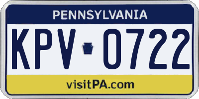 PA license plate KPV0722