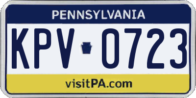 PA license plate KPV0723