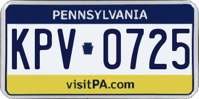 PA license plate KPV0725