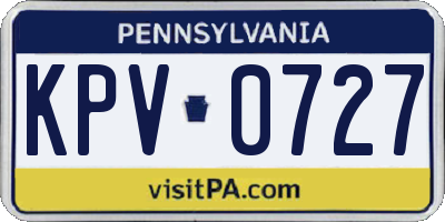 PA license plate KPV0727