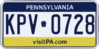 PA license plate KPV0728