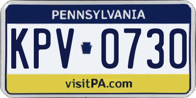 PA license plate KPV0730