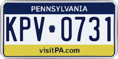 PA license plate KPV0731