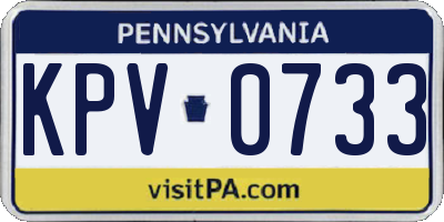 PA license plate KPV0733