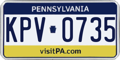 PA license plate KPV0735