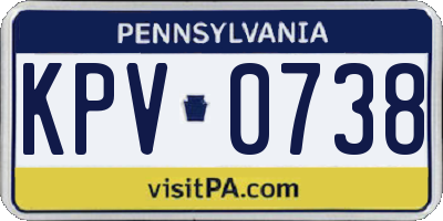 PA license plate KPV0738