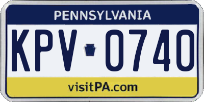 PA license plate KPV0740