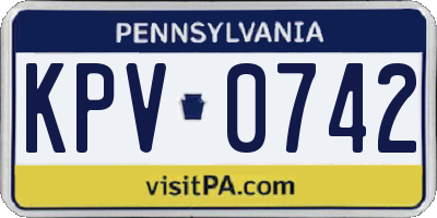 PA license plate KPV0742