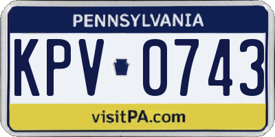 PA license plate KPV0743