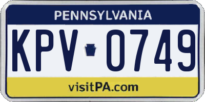 PA license plate KPV0749