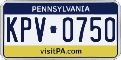 PA license plate KPV0750
