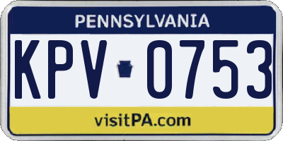 PA license plate KPV0753