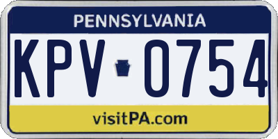 PA license plate KPV0754