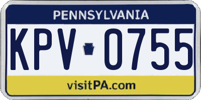 PA license plate KPV0755
