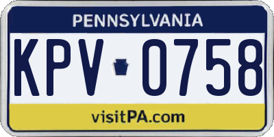 PA license plate KPV0758