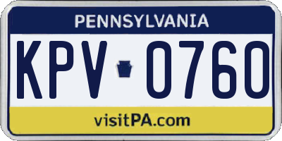 PA license plate KPV0760